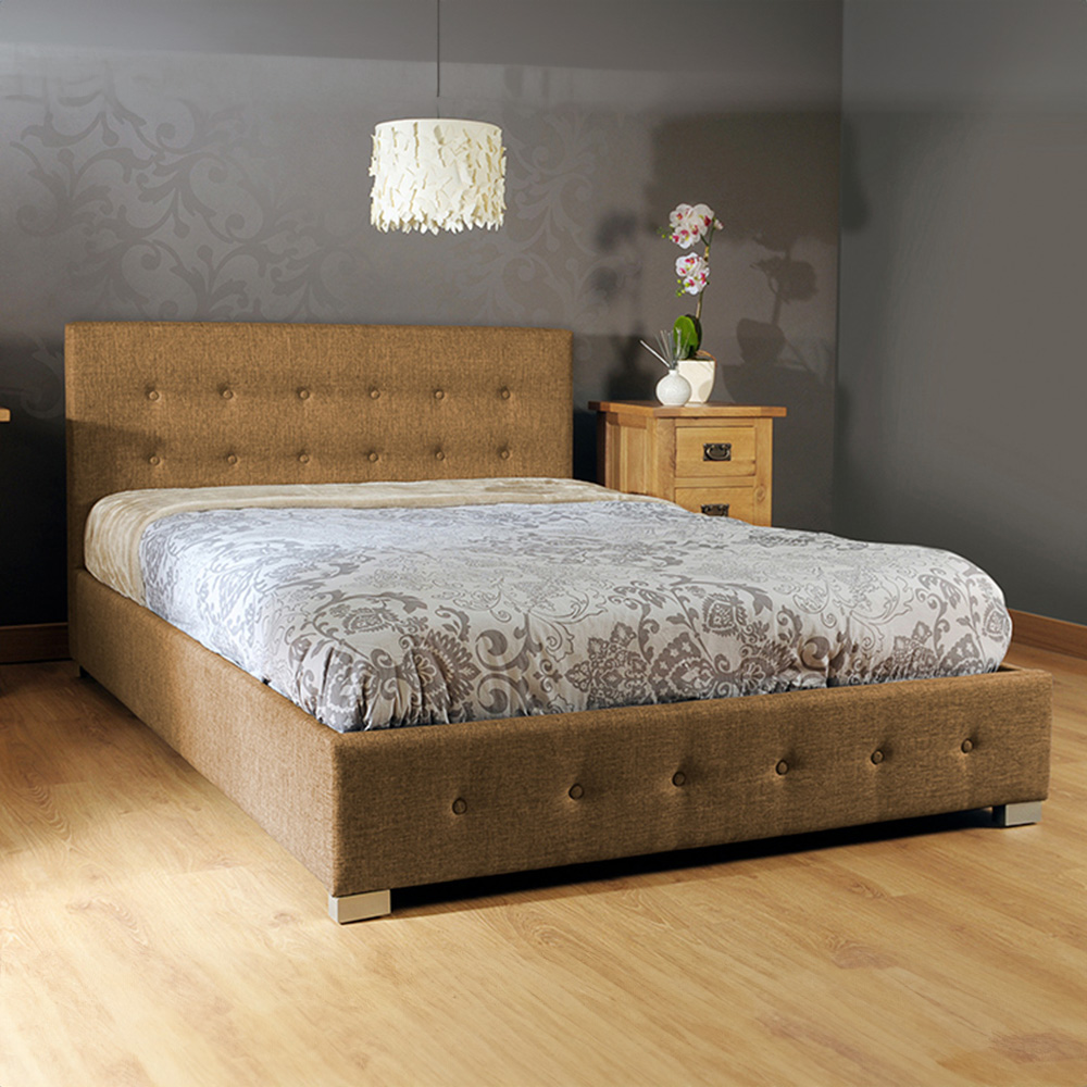 Brooklyn King Size Mocha Fabric Ottoman Storage Bed Image 1