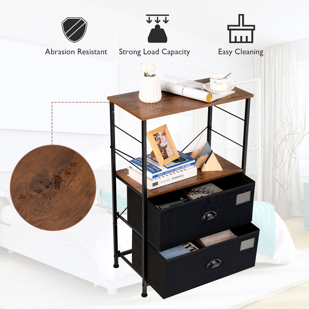 Costway 2 Drawer Single Shelf Storage Unit Image 7