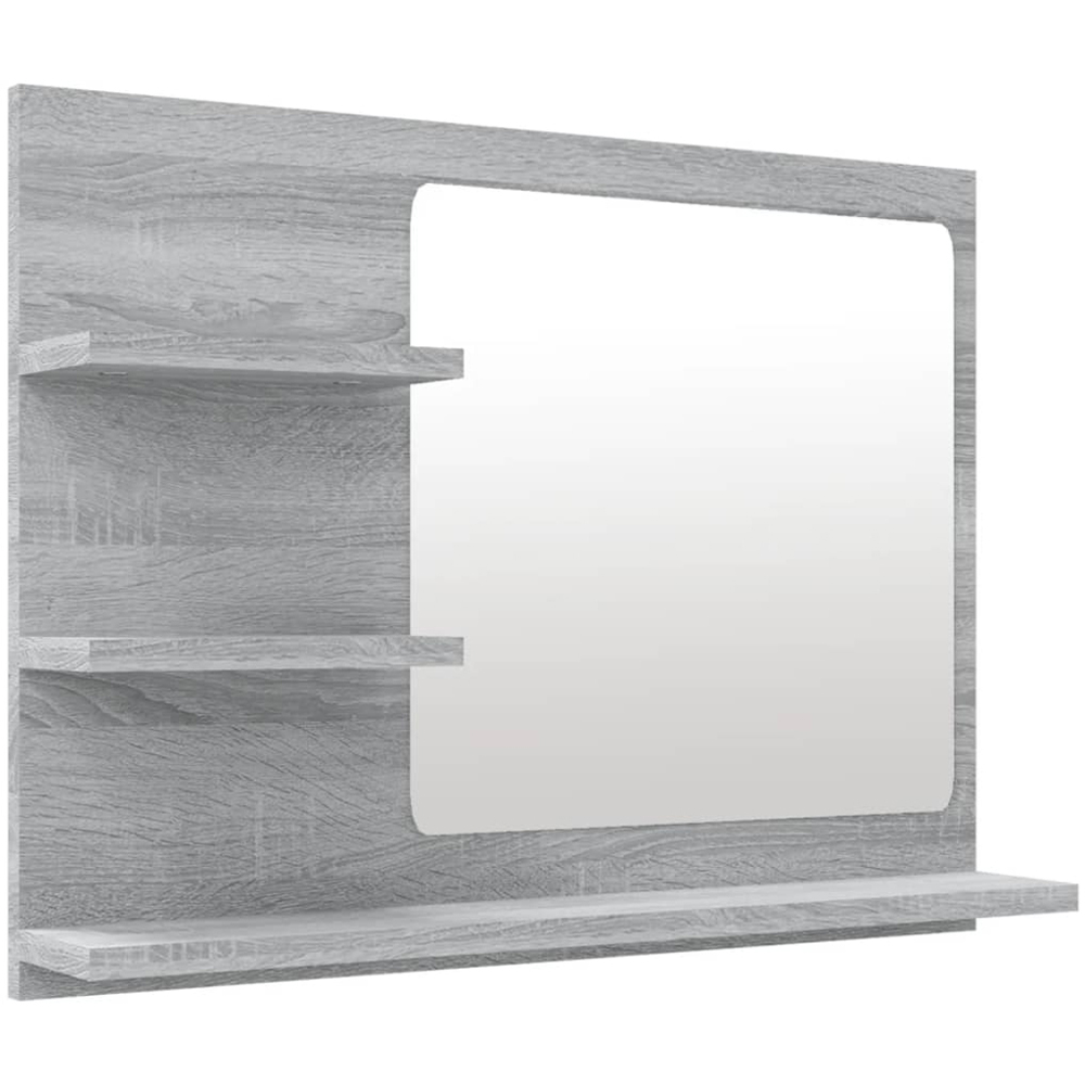vidaXL 3 Shelf Grey Sonoma Wall Mounted Bathroom Mirror Image 1