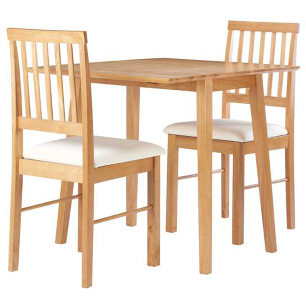 2 Seater Drop Leaf Dining Set Oak and White Image 2