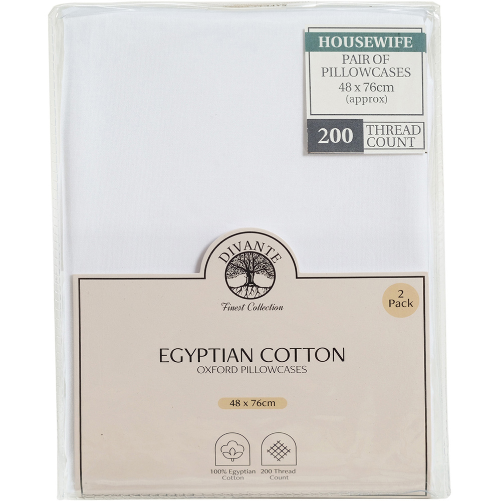 Pack of 2 Egyptian Cotton Housewife Pillowcases White Image 1