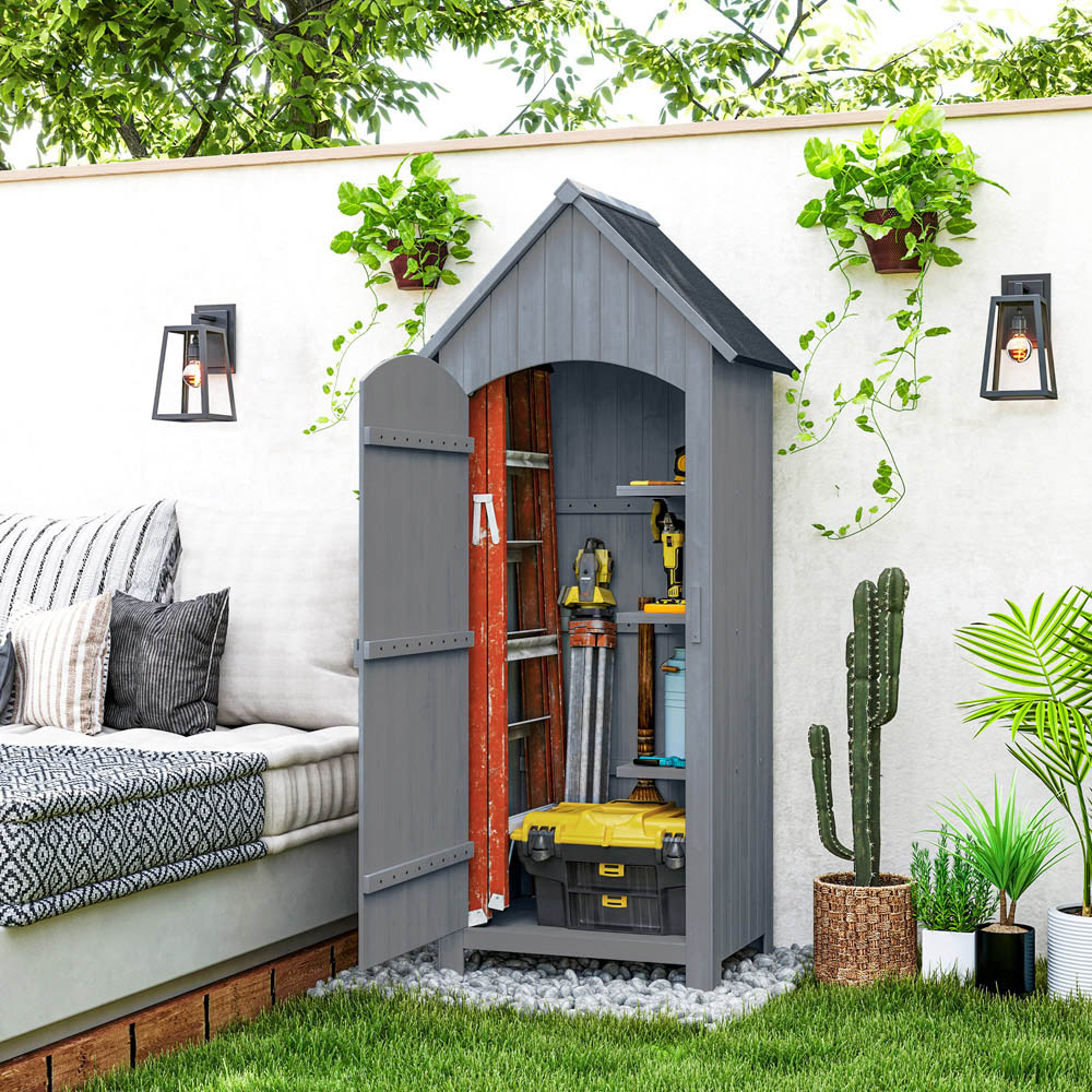 Outsunny 2.1 x 1.5ft 3 Shelf Grey Small Garden Shed with Tilt Roof Image 2