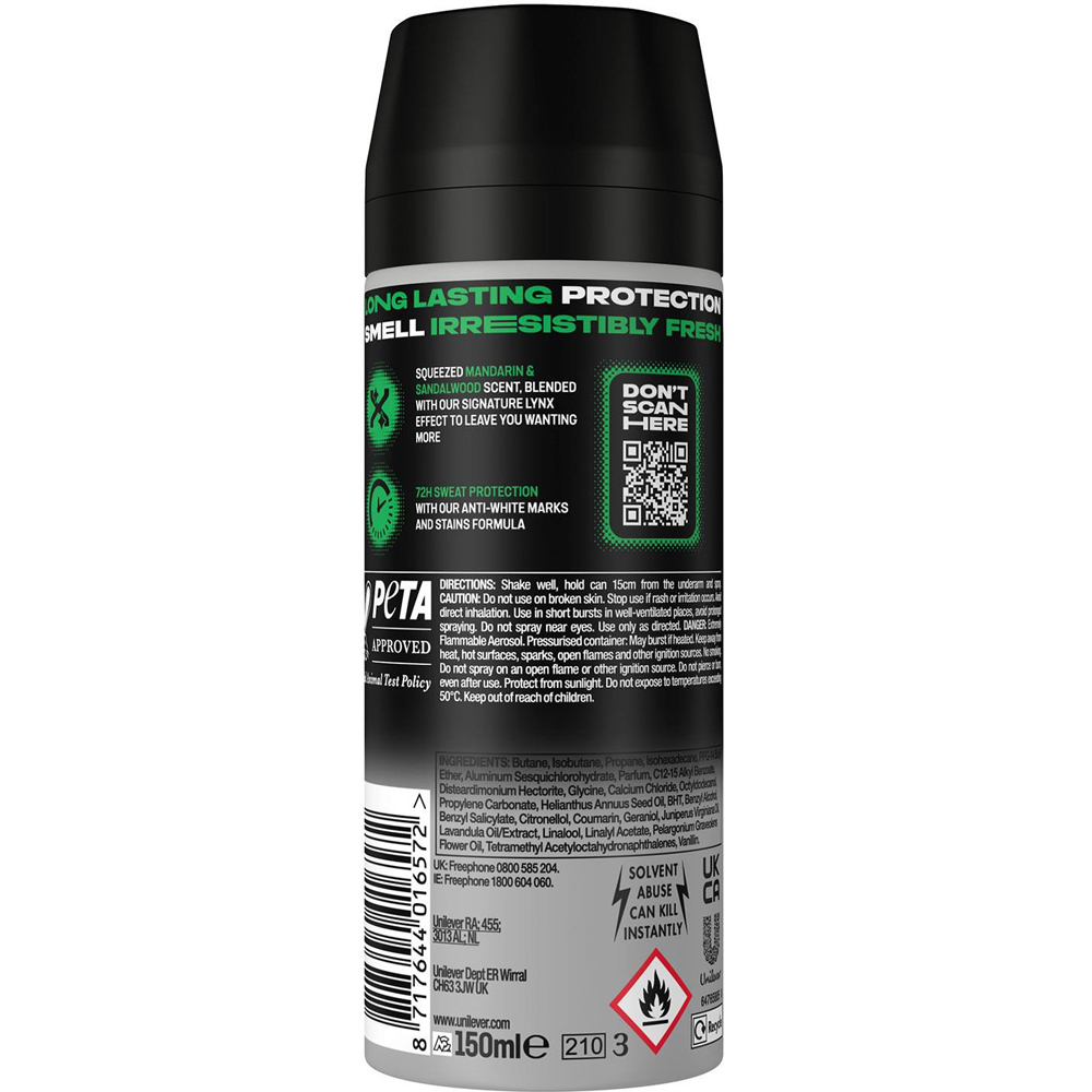 Lynx Africa 72H Protection Anti-Perspirant Aerosol Deodorant Spray 150ml 3 Pack Image 3