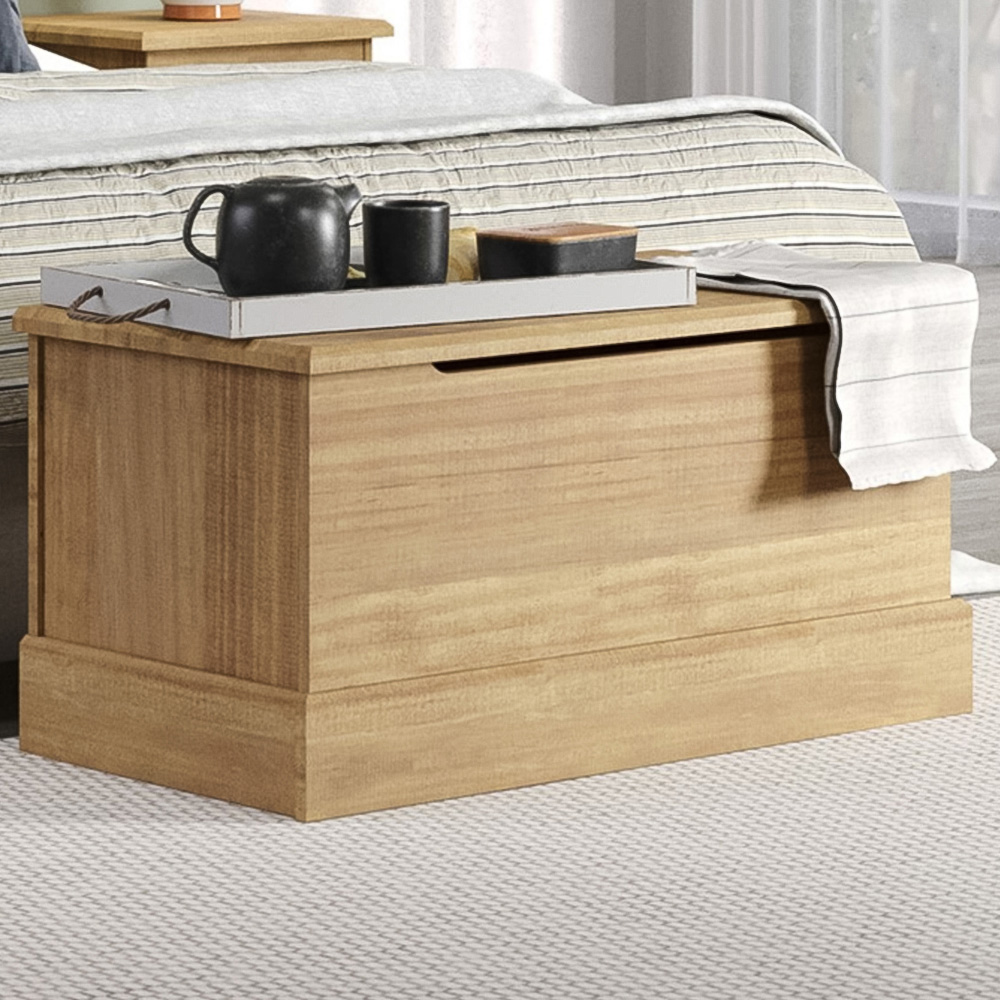 Core Products Cotswold Pine Wood Ottoman Storage Trunk Image 1