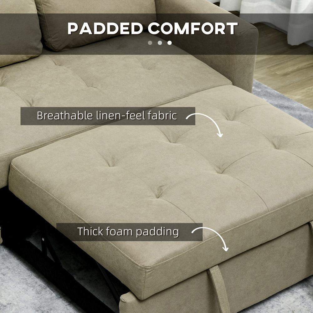 Portland 2 Seater Light Brown Sofa Bed Image 7