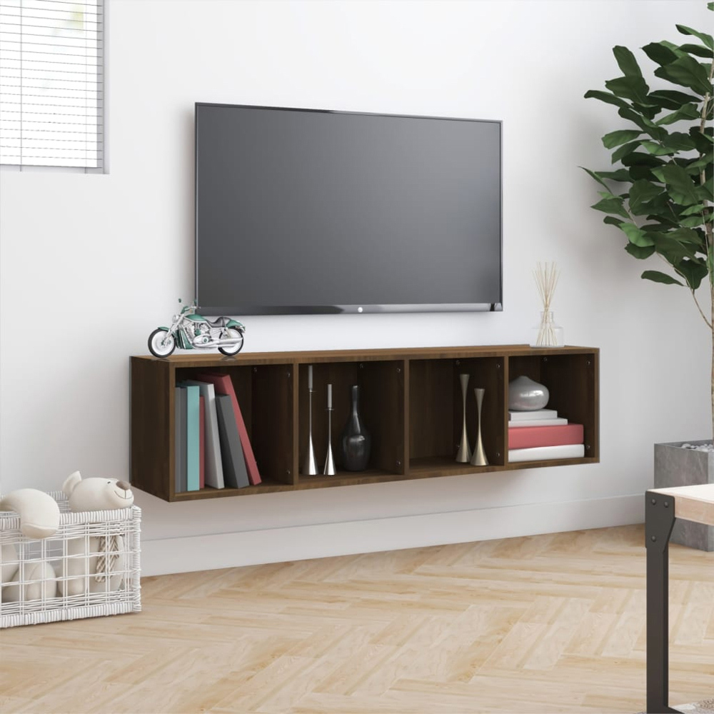 vidaXL 4 Shelf Brown Oak Wall Cabinet Image 4