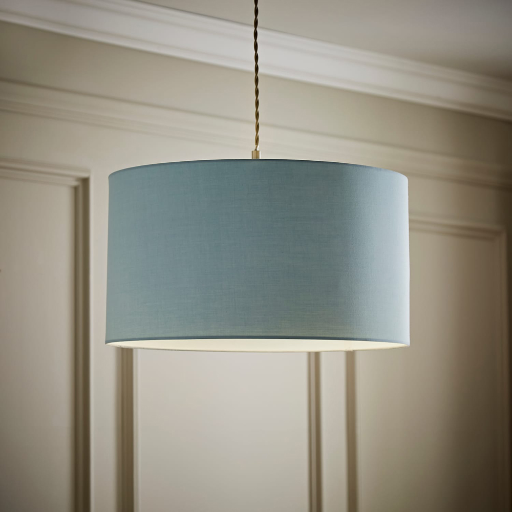 ValueLights Reni Duck Egg Blue Fabric Large Drum Ceiling Lamp Shade Image 2