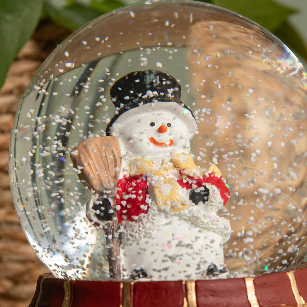 Samuel Alexander Red Musical Snow Sphere with Snowman Scene Christmas Decoration Image 3