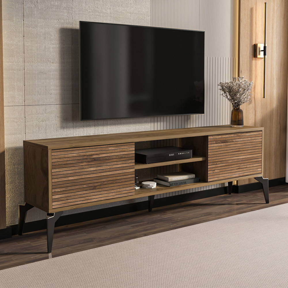 Decorotika Lojo 2 Door 2 Shelf Oud Alina TV Stand for 71 inch TV Image 1