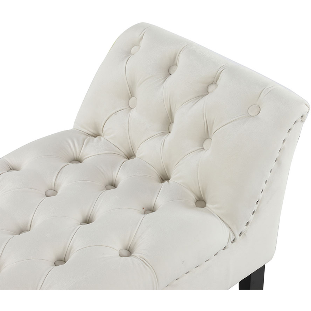 Living and Home Creamy White Modern Soft Velvet Buttoned Armed Bench Image 5