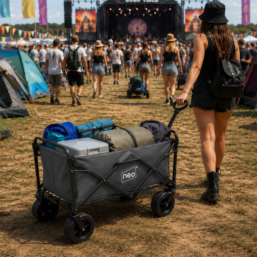 Neo Direct 140L Grey Heavy Duty Folding Garden Trolley Cart Image 4