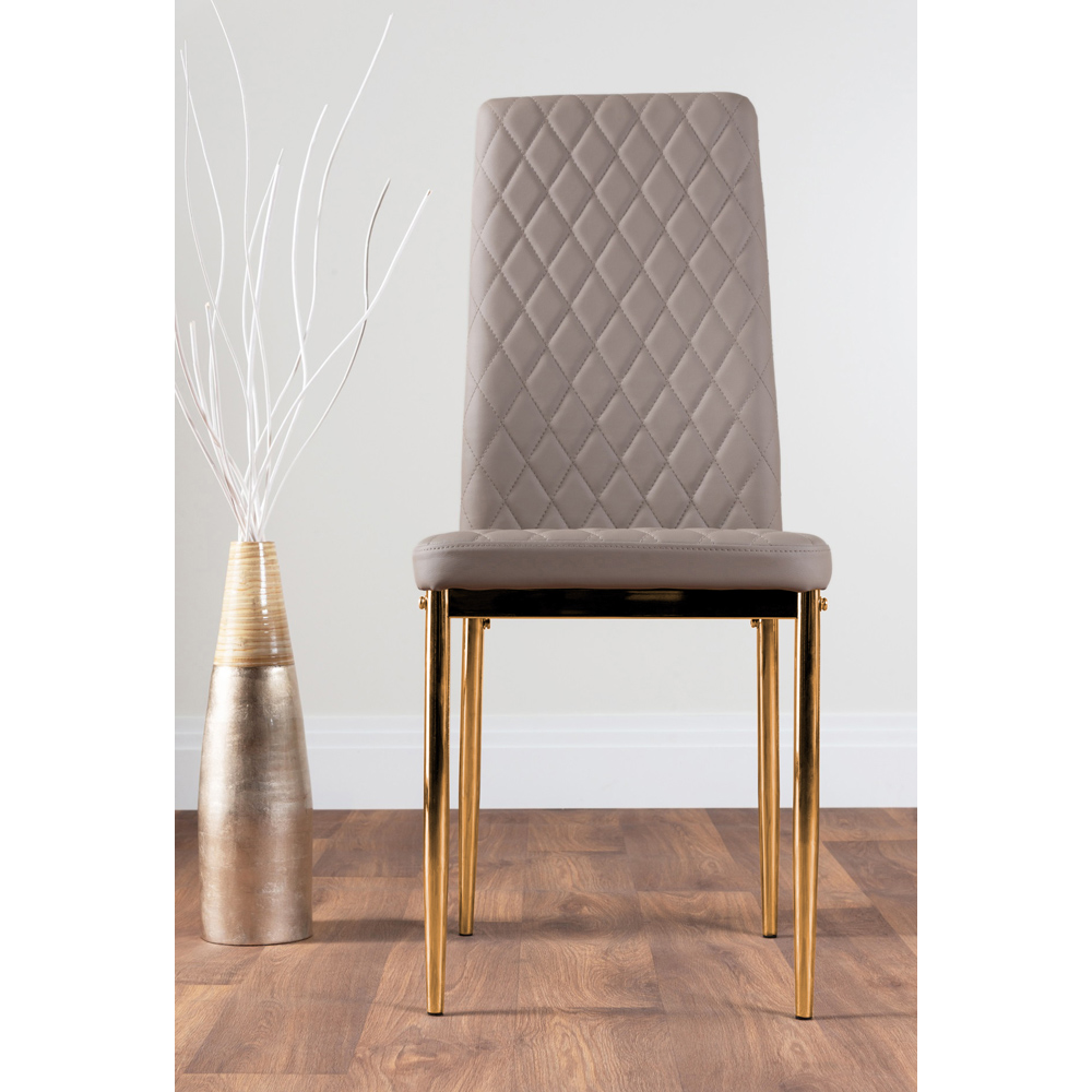 Furniturebox Valera Set of 6 Cappuccino and Gold Faux Leather Dining Chair Image 2