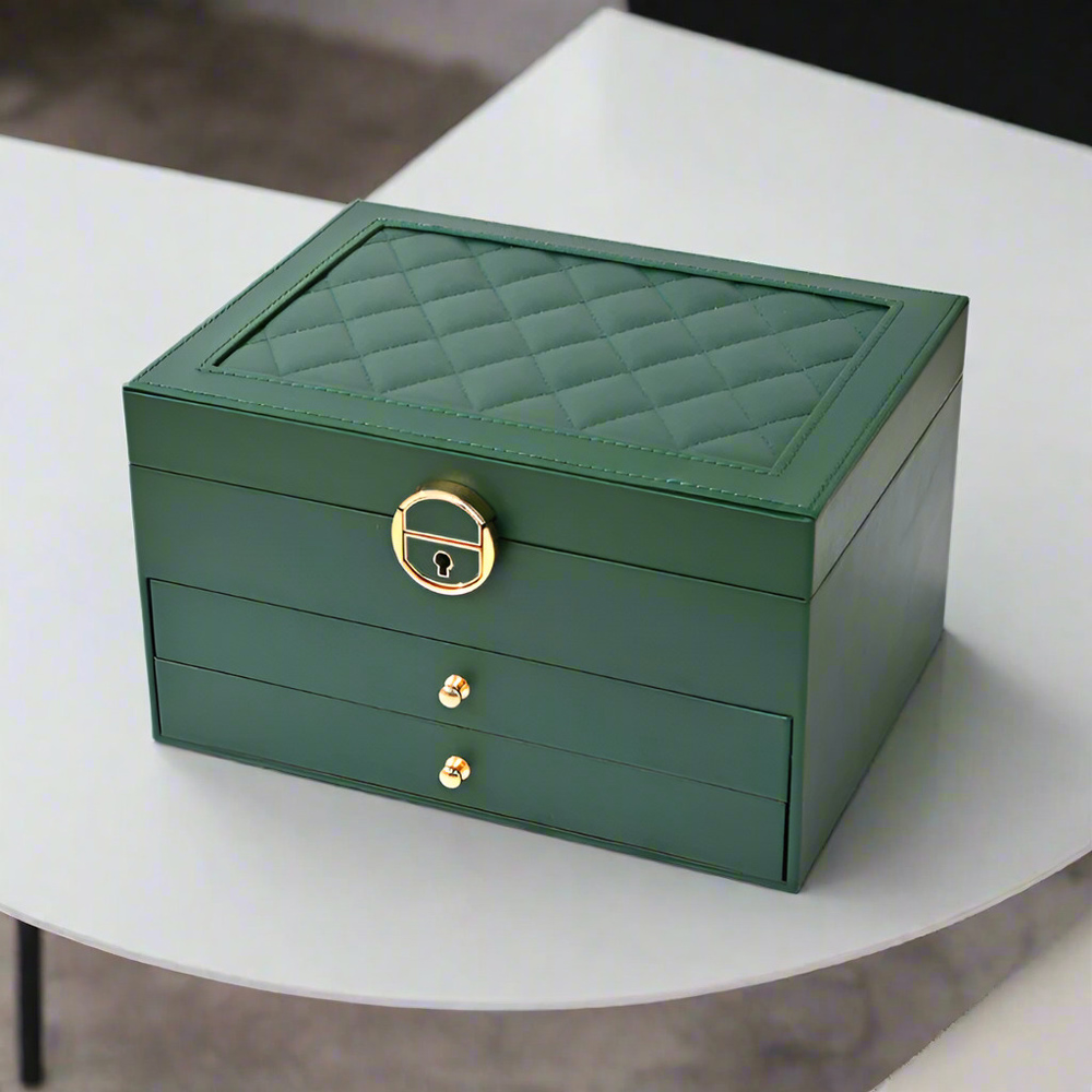 Modcraft Large 3 Layer Green Jewellery Box Organizer Image 2