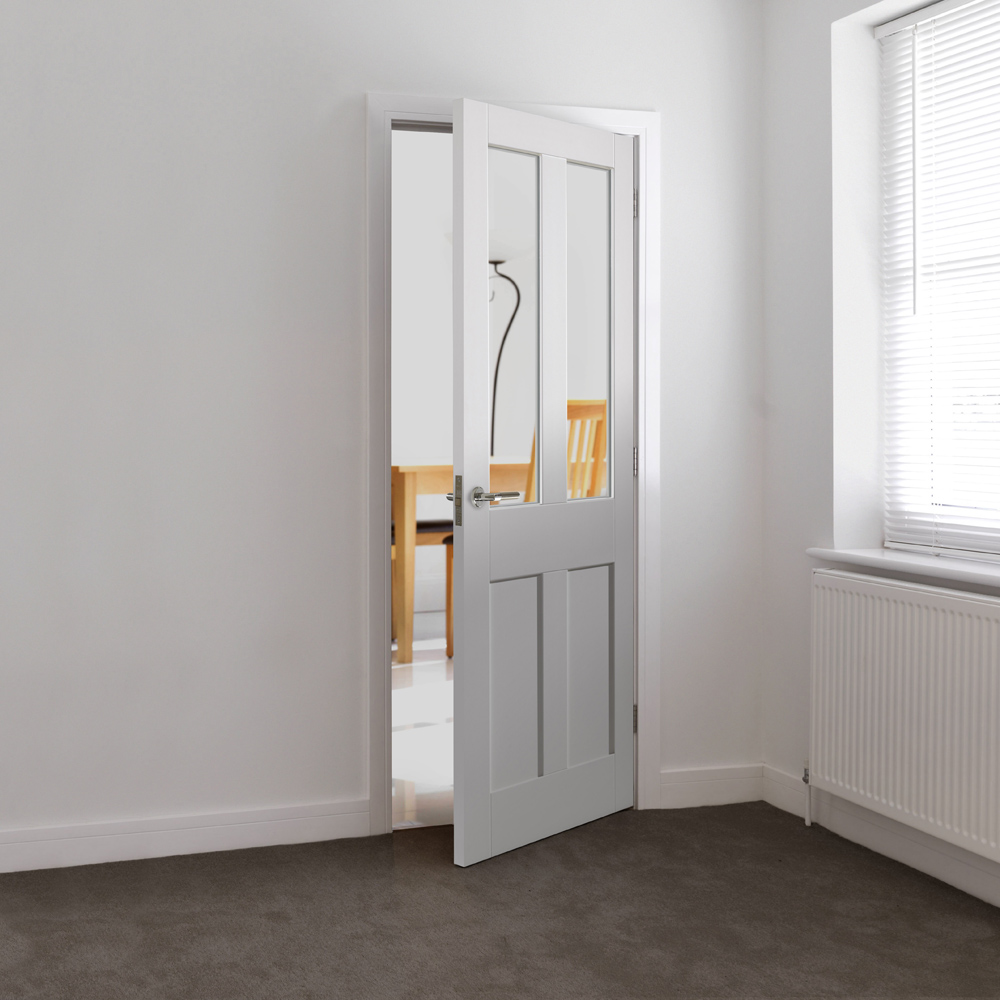 JB Kind Rushmore Shaker White Primed Glazed Internal Door 1981 x 762mm Image 2