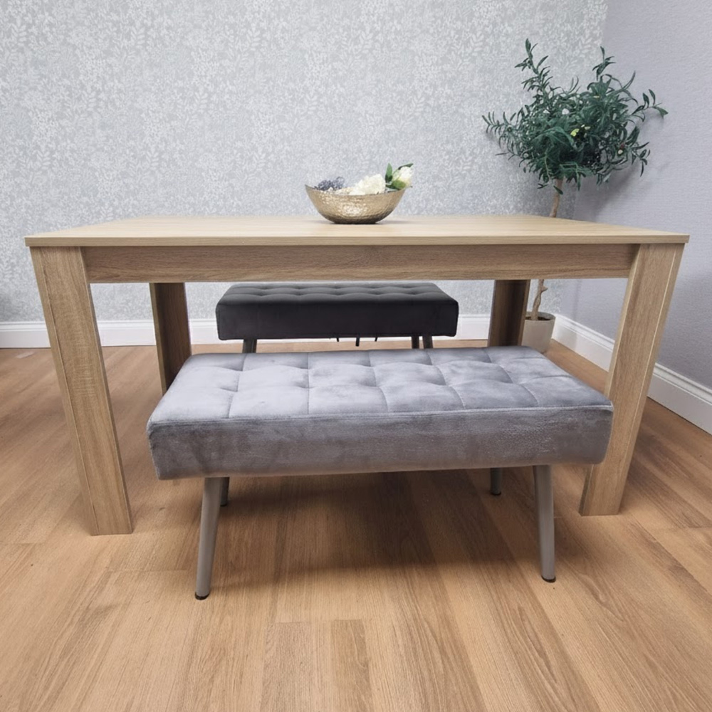 Kosy Koala 4 Seater Dining Set with Bench Oak Effect and Grey Velvet Image 1