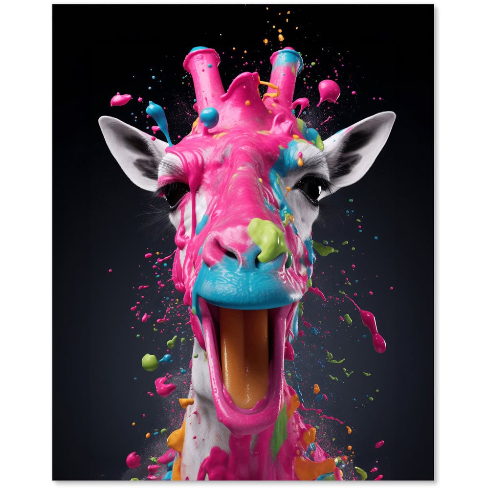 Warren Reed Designer Pink Splashart Giraffe Face Glass Kitchen Splashback 75 x 60cm Image 2
