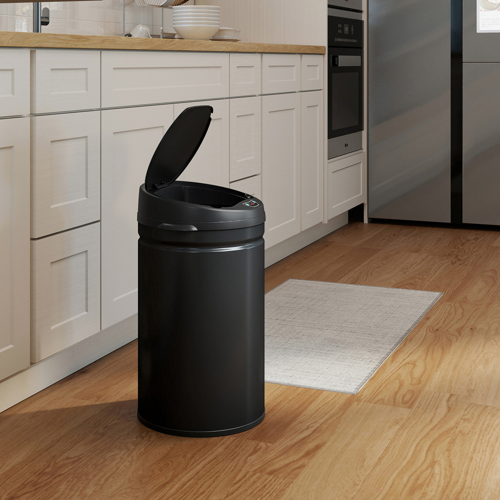 HOMCOM Black Stainless Steel Automatic Sensor Bin with Soft-Close Lid 30L Image 8