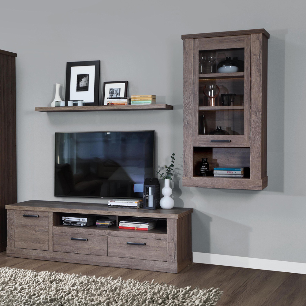 Florence Corona Single Door Tabak Oak Display Cabinet Image 4