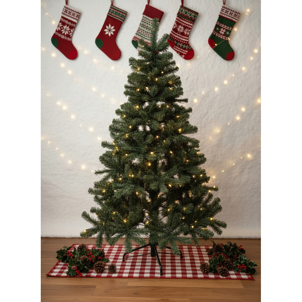 Festive Christmas 210 Warm White LED Pre-Lit Winter Fir Artificial Christmas Tree 7ft Image 2