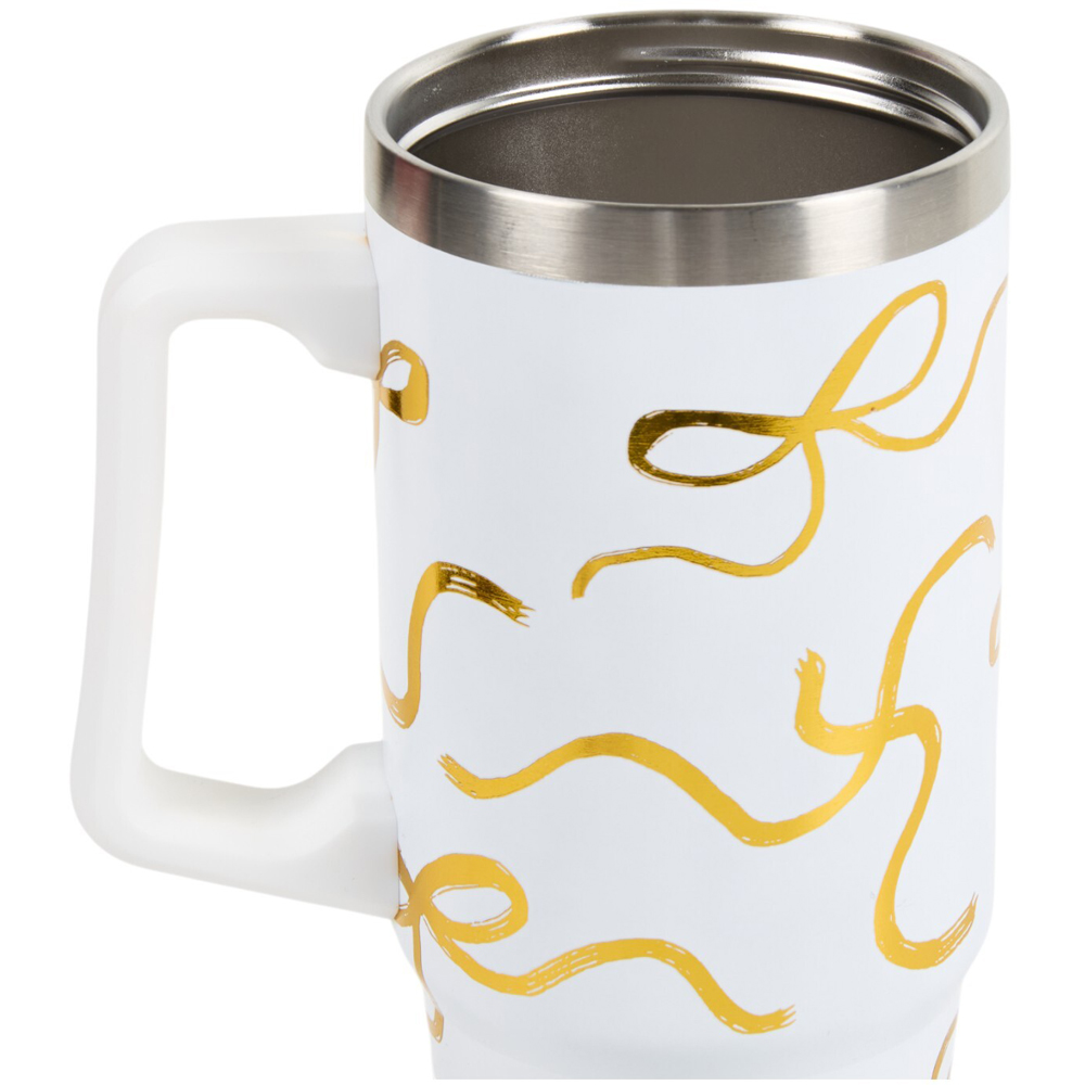 Nitro Gold Bows Stainless Steel Vacuum Tumbler - White Image 4