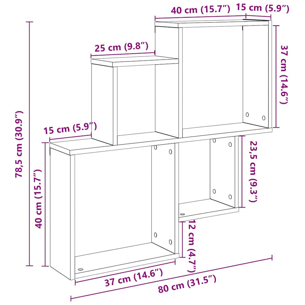 vidaXL 4 Shelf Old Wood Wall Shelf  Image 8