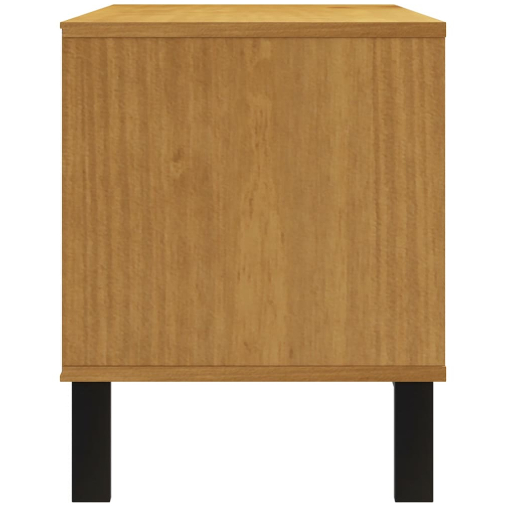 vidaXL Flam 2 Drawer Single Shelf Oak Solid Pine Wood TV Cabinet Image 6