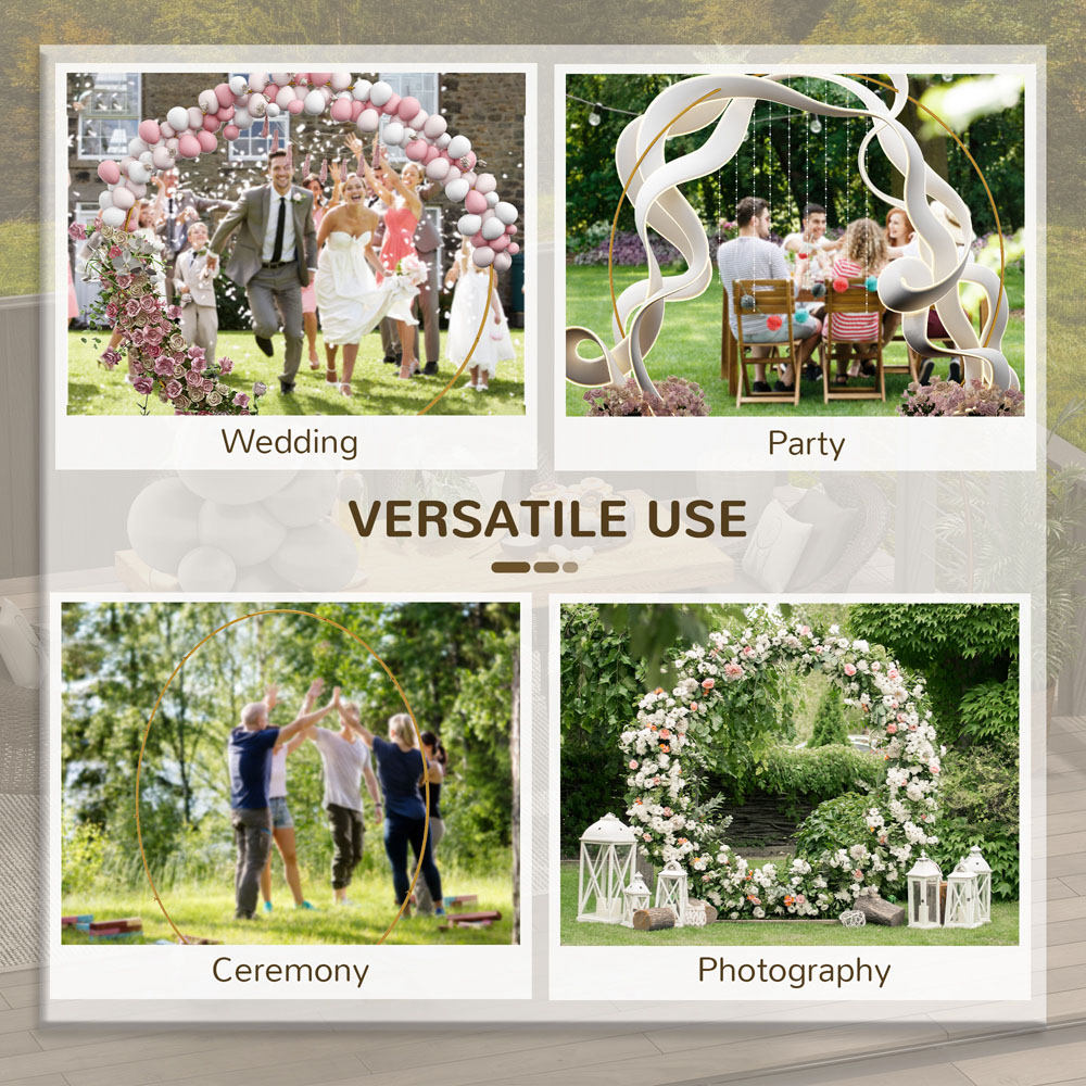 Outsunny 7 x 7ft Gold Tone Round Backdrop Arch Stand Image 5