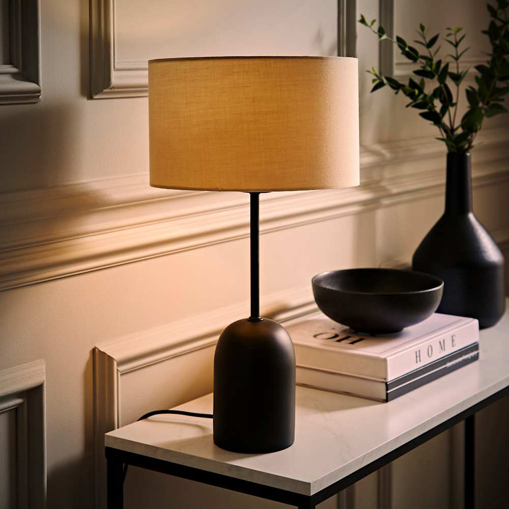 ValueLights Kaiden Cream Drum Shade Dome Table Lamp Image 2