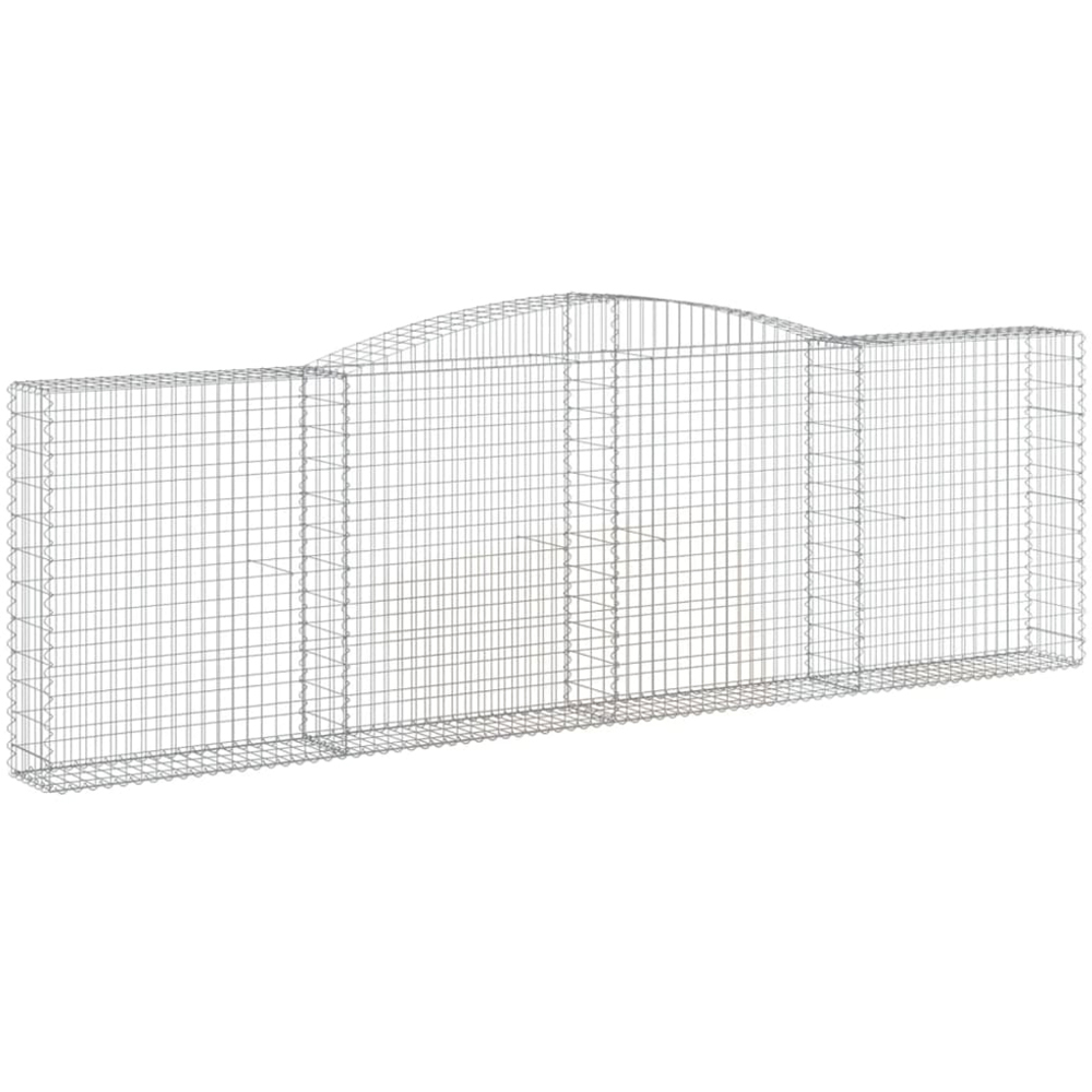 vidaXL Silver Galvanised Iron Arched Gabion Basket 400 x 30 x 120/140cm 8 Pack Image 1