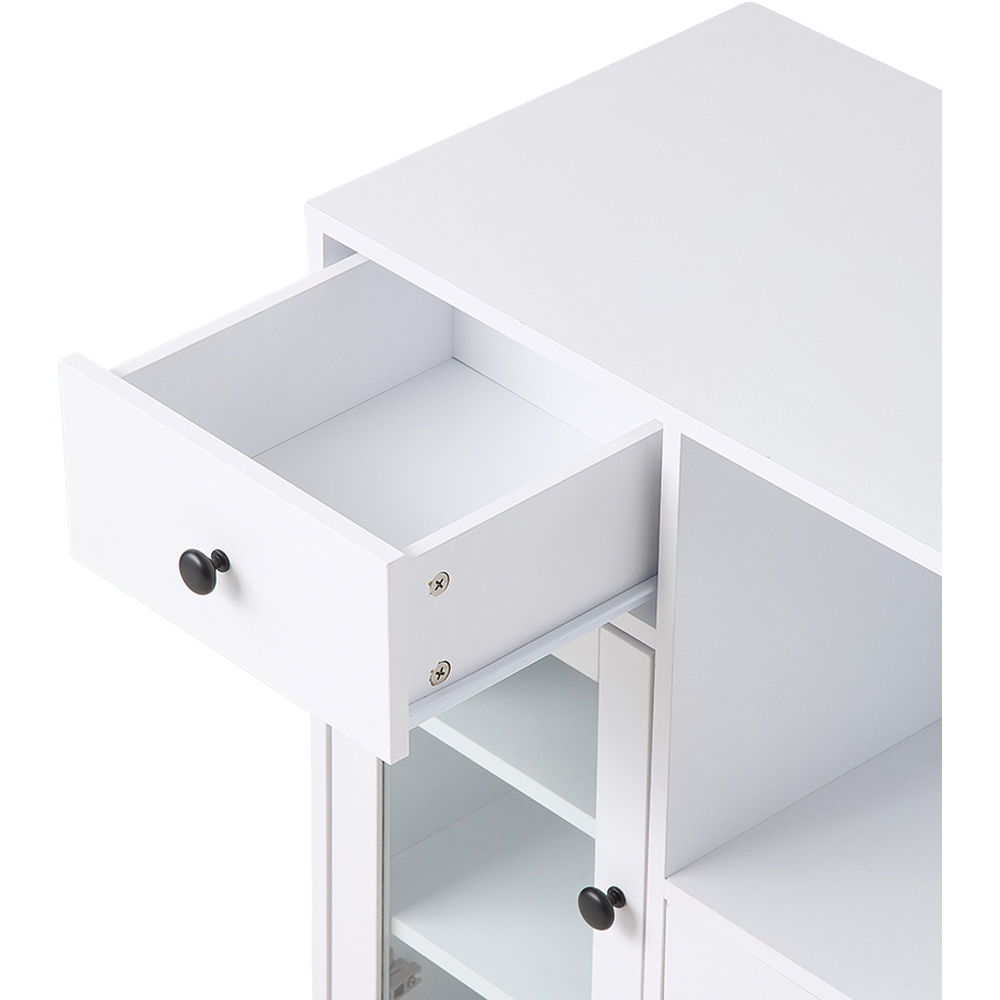 Living and Home 3 Door Single Drawer Single Shelf White Wooden Storage Cabinet Image 6