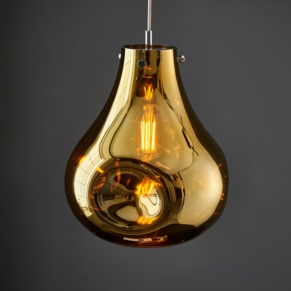 Merano Perugia Metallic Glass Gold Pendant Ceiling Lamp Image 2