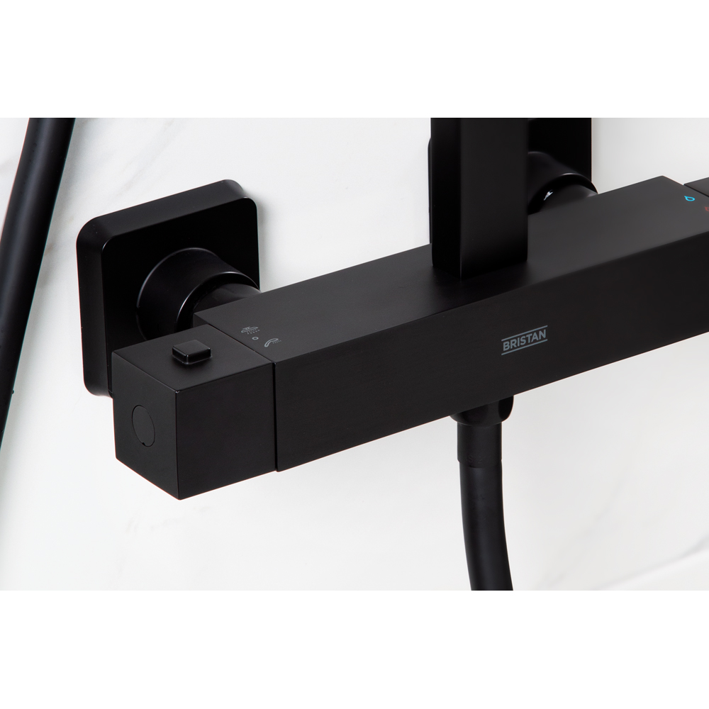 Bristan Craze Matt Black Thermostatic Waterfall Bar Mixer Shower with Multi-Function Handset Image 3