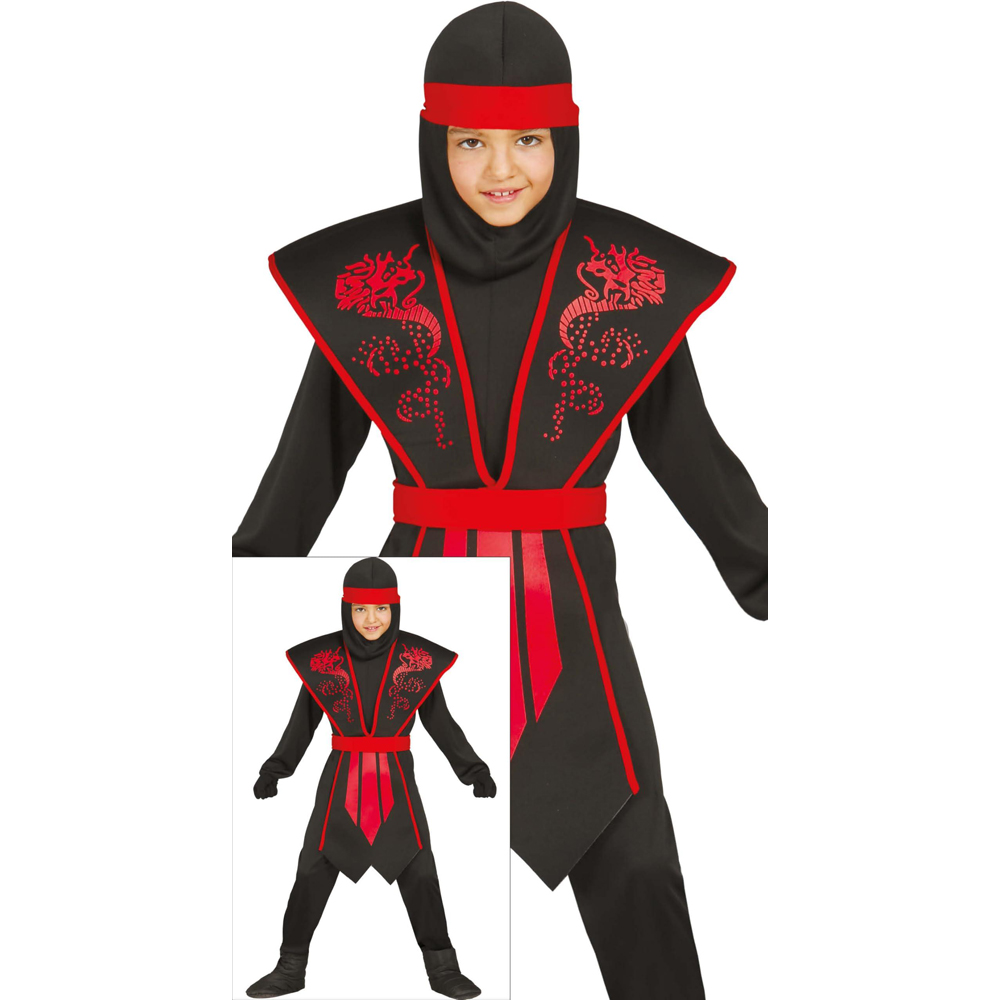 Fiestas Guirca Ninja Shadow Black and Red Halloween Costume 10 to 12 Years Image 2