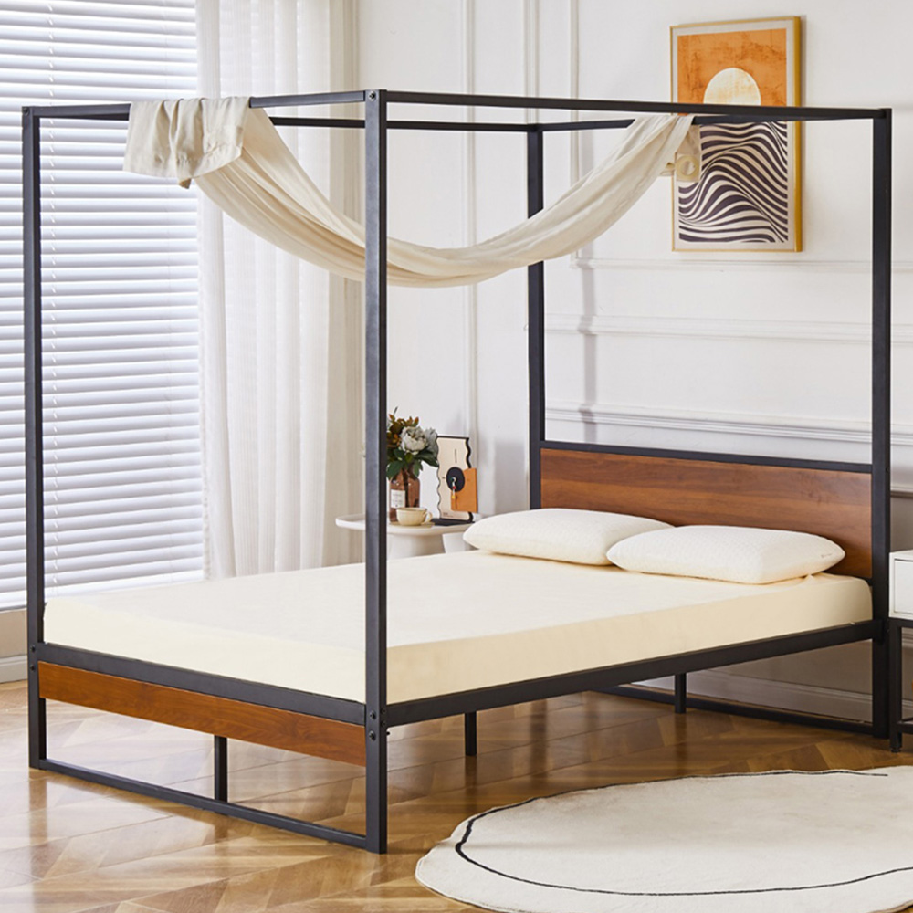 Flair Rockford Small Double Black 4 Poster Wood and Metal Bed Frame Image 1