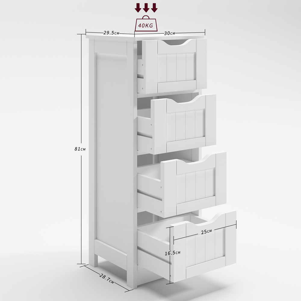 Toby White 4 Drawer Bathroom Storage Unit Image 5