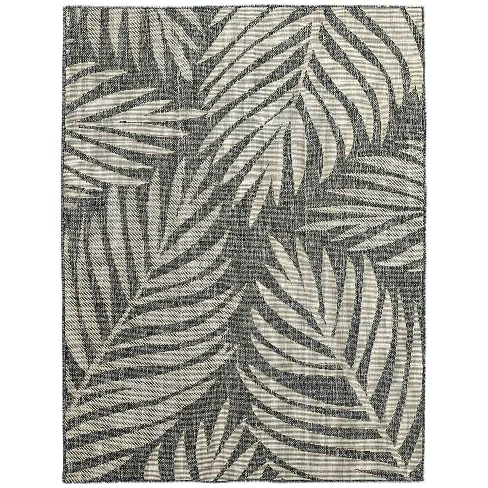 HOMCOM Grey Leaf Pattern Allergy Friendly Rug 230 x 160cm Image 1