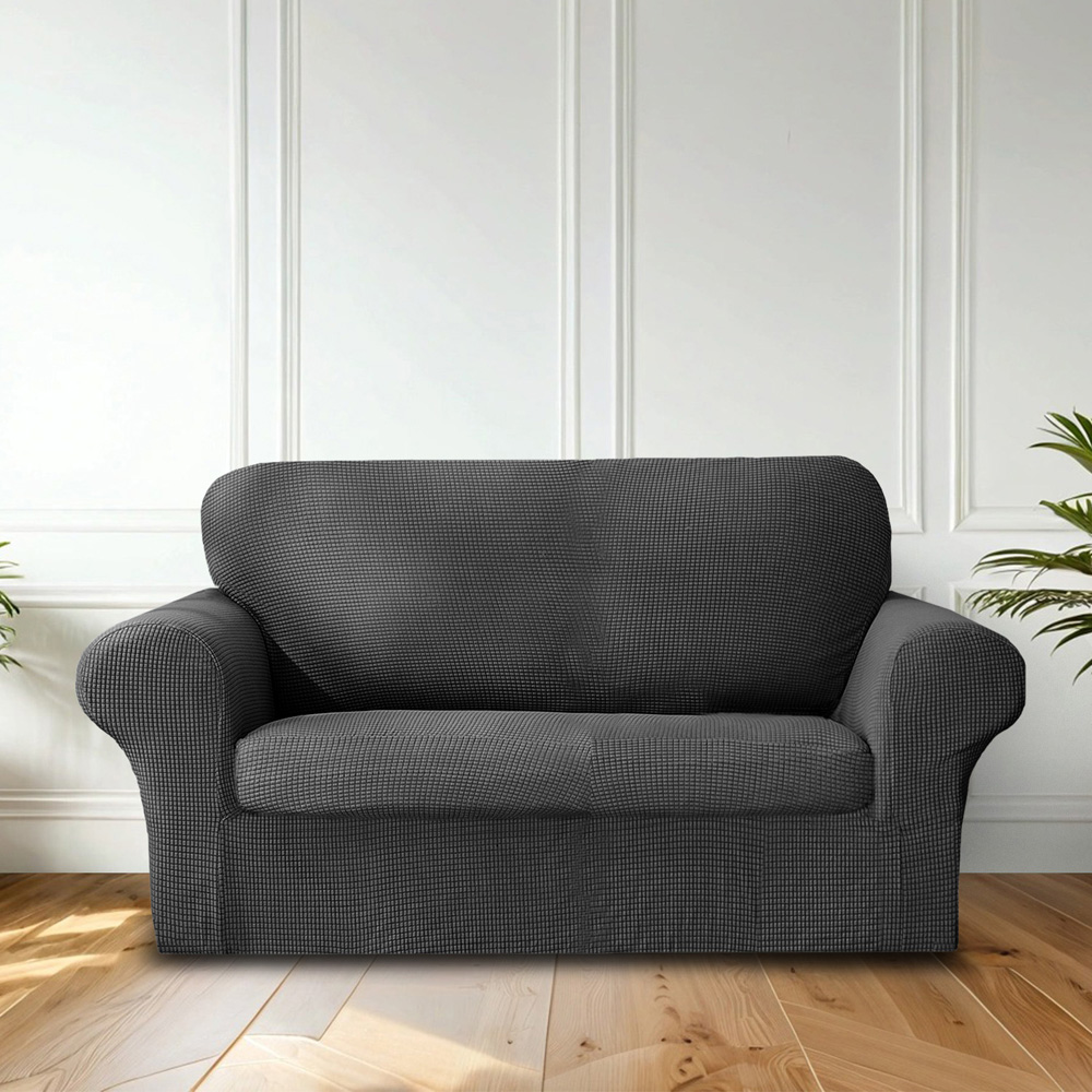 Homerepublic 2 Seater Black Delby Stretch Fit Sofa Cover Image 2