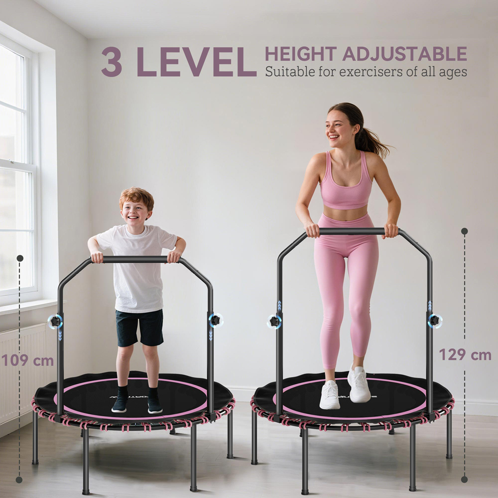 SPORTNOW 3.3ft Pink Foldable Rebounder Mini Trampoline with Handle Image 8