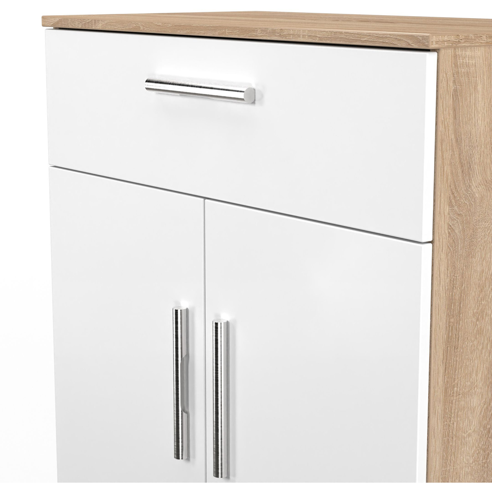 Crowndale Contrast 2 Door Single Drawer White Matt and Bardolino Oak Sideboard Ready Assembled Image 5