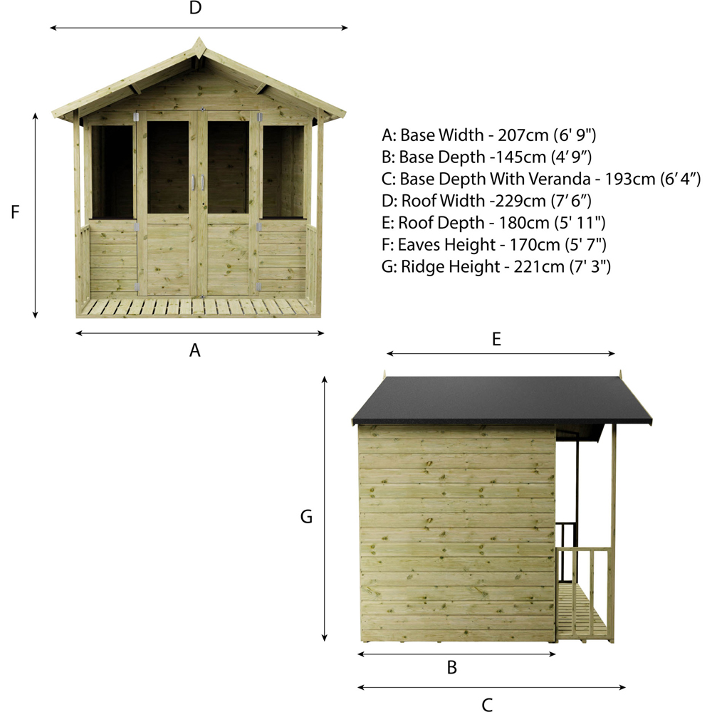 Mercia 7 x 7ft Double Door Traditional Summerhouse Image 9