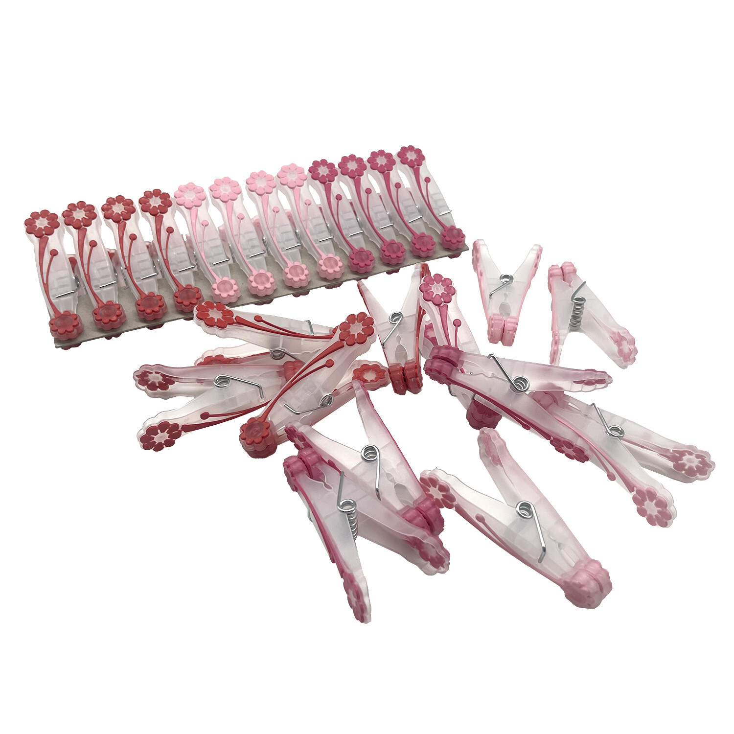 Pack of 24 Pink and Red Flower Pegs - Pink and Red Image 2