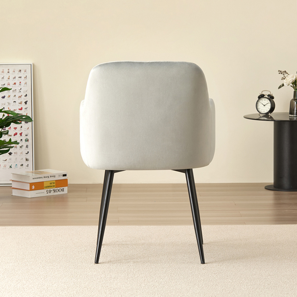 Indoor Living Charlotte Set of 2 Grey Velvet Dining Chair Image 5