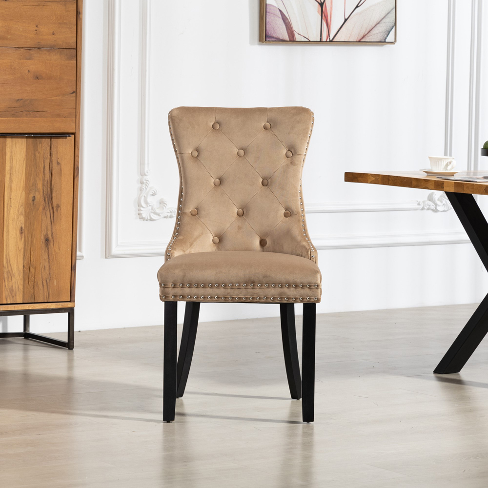 Artemis Home Ceres Set of 2 Brown Velvet Fabric Dining Chair Image 2