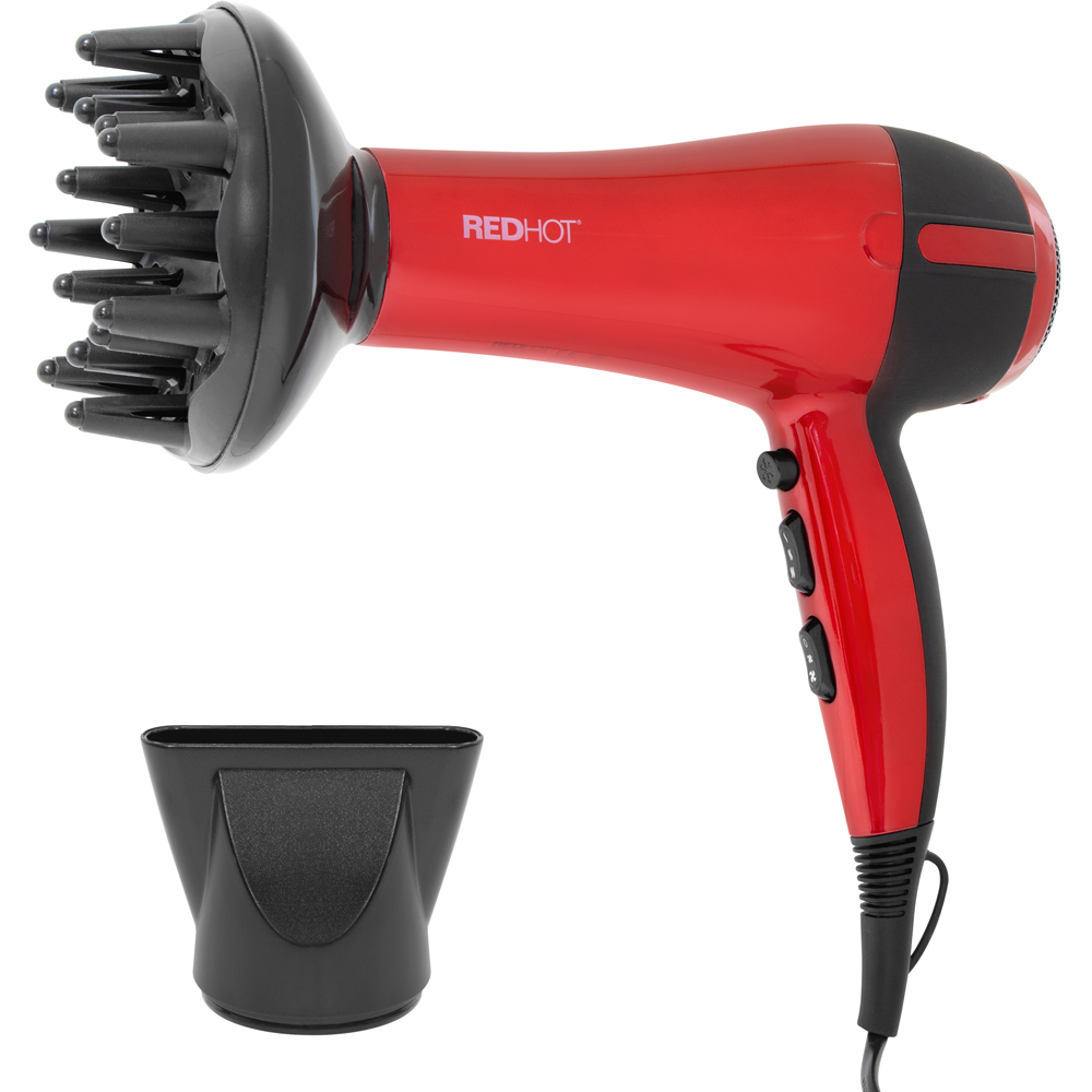 Red Hot Red Professional Hair Dryer with Diffuser Image 3