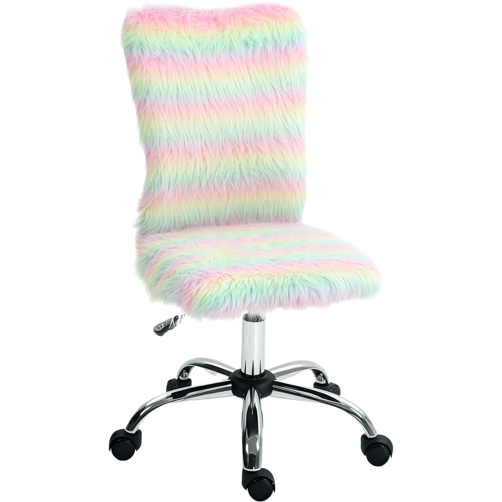 Portland Multicolour Fluffy Makeup Vanity Chair with Swivel Wheels Image 2