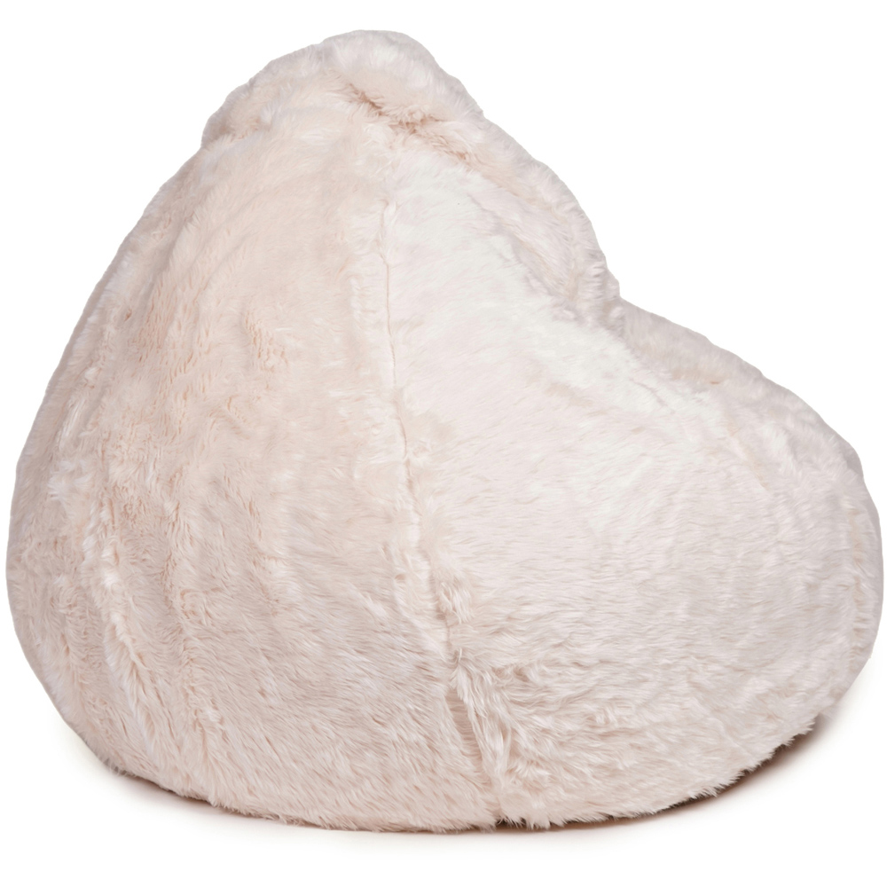 Kaikoo Areya Cream Faux Fur XL Drum Footstool Image 5