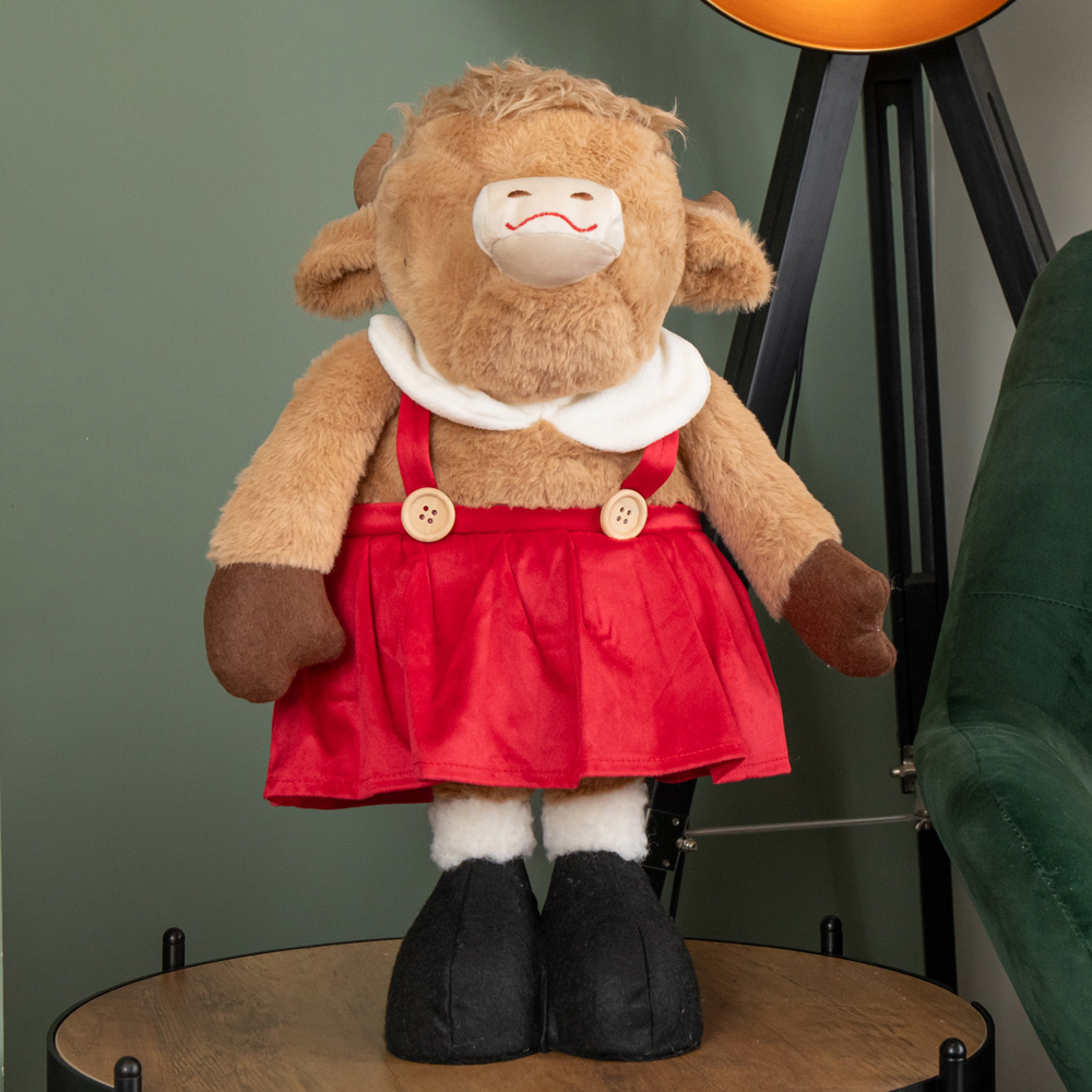 Samuel Alexander Plush Standing Highland Girl Cow with Extendable Legs Christmas Decoration 84cm Image 3
