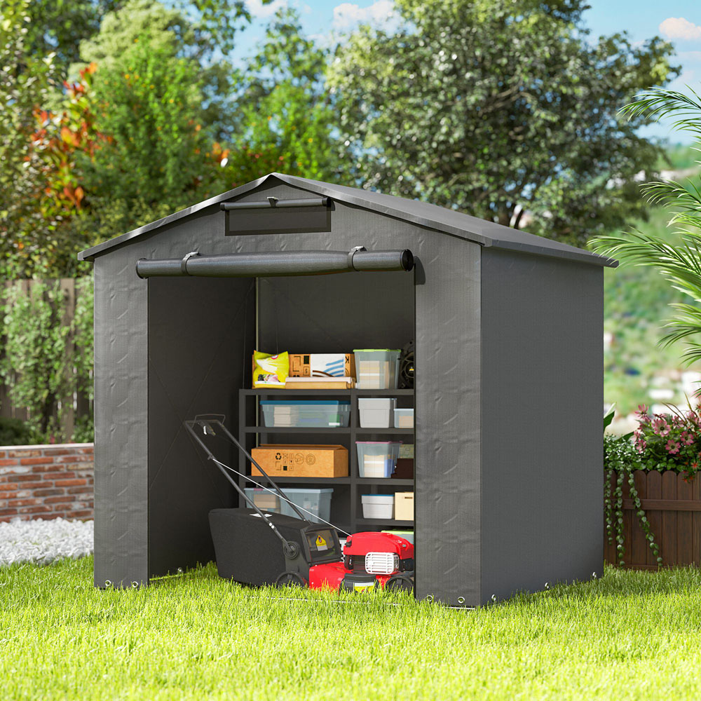 Outsunny 6 x 4ft Dark Grey Garden Bike Storage Shed Image 4