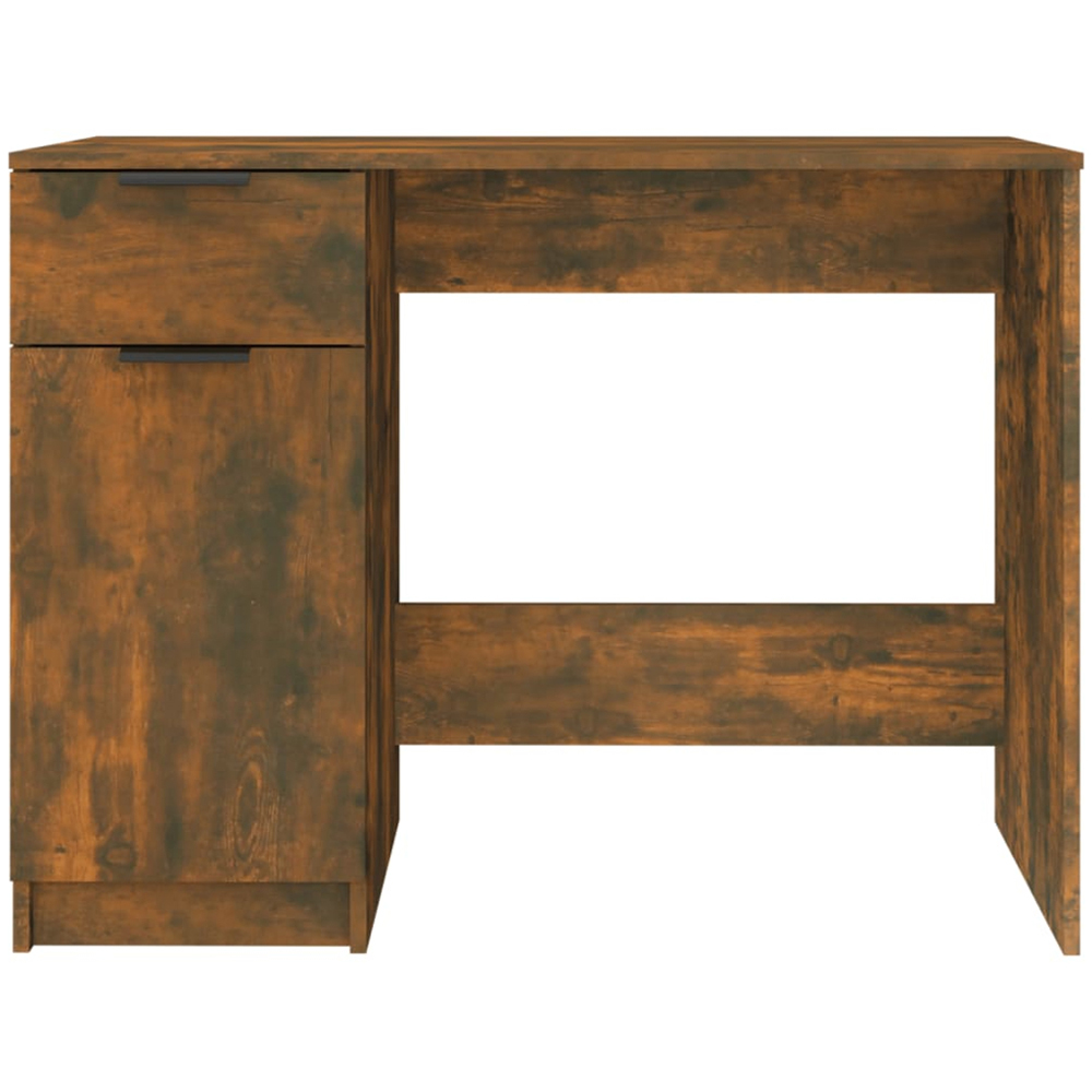 vidaXL Single Door Single Drawer Computer Desk Smoked Oak Image 5