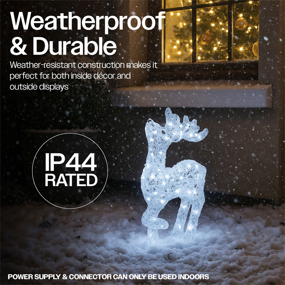 Xmas Haus Silver 70 White LED Head Up Deer Christmas Decoration 2ft  Image 3